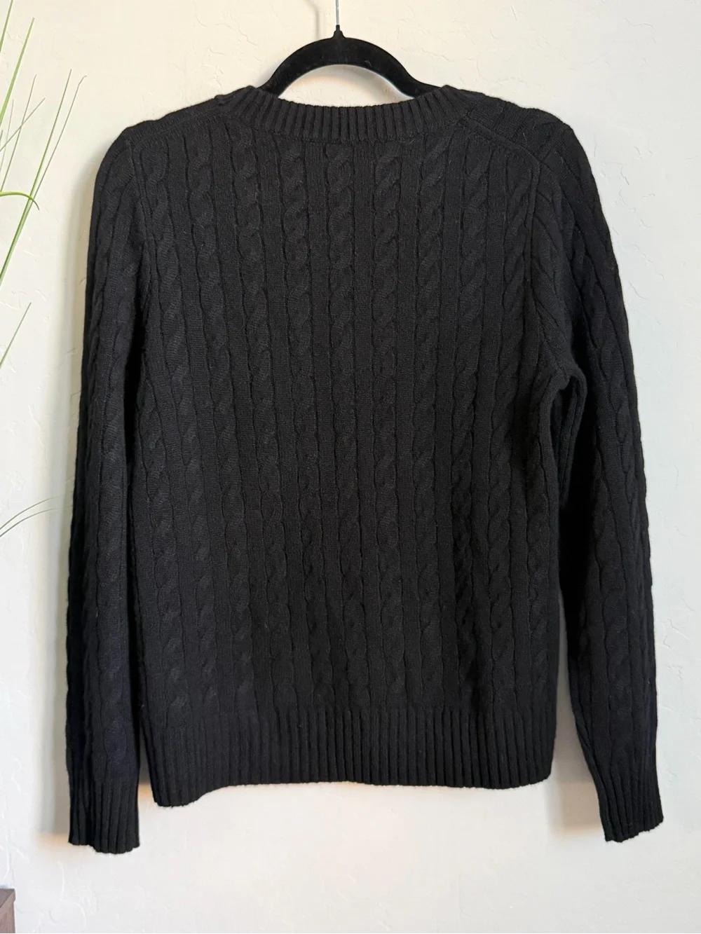 J.Crew 100% Cashmere Cable Knit Crewneck Sweater Black M NWT